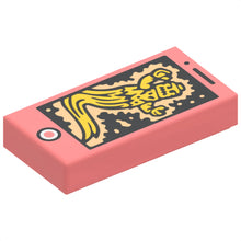 Part 3069pb0723 - Tile 1 x 2 with Cell Phone / Smartphone and Bright Light Orange Ghost Pattern