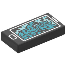 Part 3069pb0724 - Tile 1 x 2 with Cell Phone / Smartphone and Medium Azure Ghost Pattern