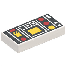Part 3069pb0785 - Tile 1 x 2 with Red and Yellow Controls and Two White Squares on Left Pattern
