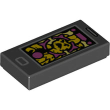 Part 3069pb0794 - Tile 1 x 2 with Cell Phone / Smartphone with Bright Light Orange Ghost and Dark Pink Display Pattern