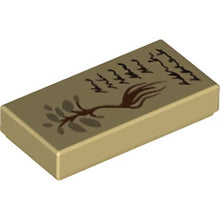Part 3069pb0860 - Tile 1 x 2 with Reddish Brown Text and Plant Pattern