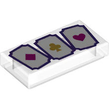 Part 3069pb0953 - Tile 1 x 2 with 3 Playing Cards with Diamond, Club and Heart Pattern