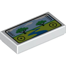 Part 3069pb0958 - Tile 1 x 2 with Viewfinder Screen Image of Safari Park with 2 Trees and River Pattern