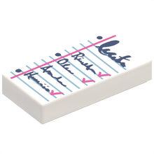 Part 3069pb0989 - Tile 1 x 2 with Notepad with Dark Blue List and Dark Pink Check Marks Pattern