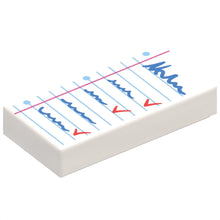 Part 3069pb0990 - Tile 1 x 2 with Notepad with Blue List and Red Check Marks Pattern
