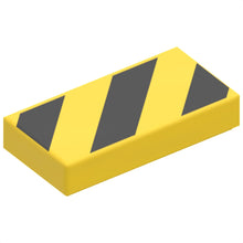Part 3069pb1035 - Tile 1 x 2 with Black and Yellow Danger Stripes (Small Yellow Corners) Pattern