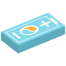 Part 3069pb1065 - Tile 1 x 2 with Electric Car Battery with OctanE Logo and White Plus and Minus Sign Pattern