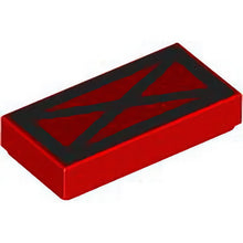Part 3069pb1123 - Tile 1 x 2 with Black Cross in Rectangle Pattern