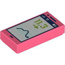Part 3069pb1166 - Tile 1 x 2 with Cell Phone / Smartphone Screen with Sports App with Lime '11.3' and Arrow Pattern