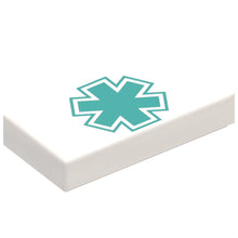 Part 3069pb1170 - Tile 1 x 2 with Dark Turquoise EMT Star of Life Pattern