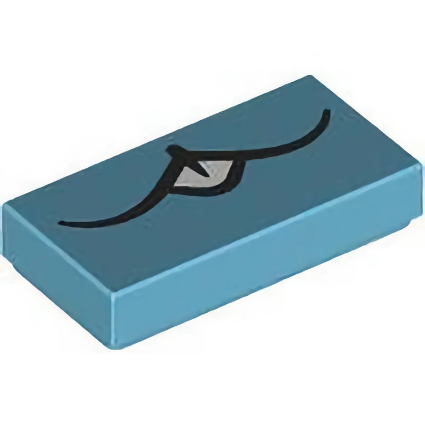 Part 3069pb1182 - Tile 1 x 2 with Black Curved Mouth and White Teeth Pattern (Bunchu)