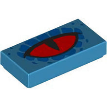 Part 3069pb1183 - Tile 1 x 2 with Red Eye, Black Slit Pupil and Blue Spots Pattern