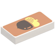 Part 3069pb1220 - Tile 1 x 2 with Dark Brown and Bright Light Yellow Acorn on Medium Nougat Background Pattern (Animal Crossing DIY Recipe)