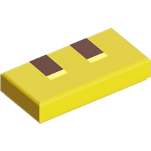 Part 3069pb1255 - Tile 1 x 2 with Pixelated Reddish Brown and Bright Light Yellow Rectangles Pattern (Minecraft Sniffer Nostrils)