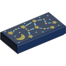 Part 3069pb1322 - Tile 1 x 2 with Constellation with Metallic Light Blue Lines and Dots, Gold Stars and Crescent Moon Pattern