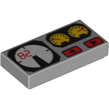 Part 3069px19 - Tile 1 x 2 with Red 82, Yellow and White Gauges Pattern