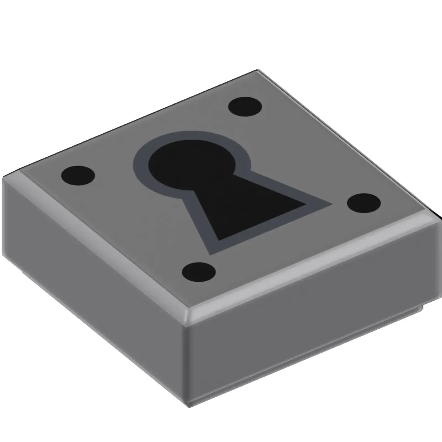 Part 3070pb081 - Tile 1 x 1 with Black Keyhole and 4 Dots on Silver Background Pattern