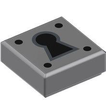 Part 3070pb081 - Tile 1 x 1 with Black Keyhole and 4 Dots on Silver Background Pattern