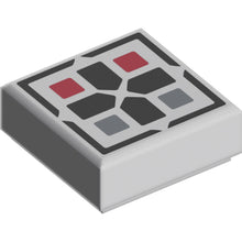 Part 3070pb096 - Tile 1 x 1 with Black Cross and Dark Red and Dark Bluish Gray Buttons Pattern