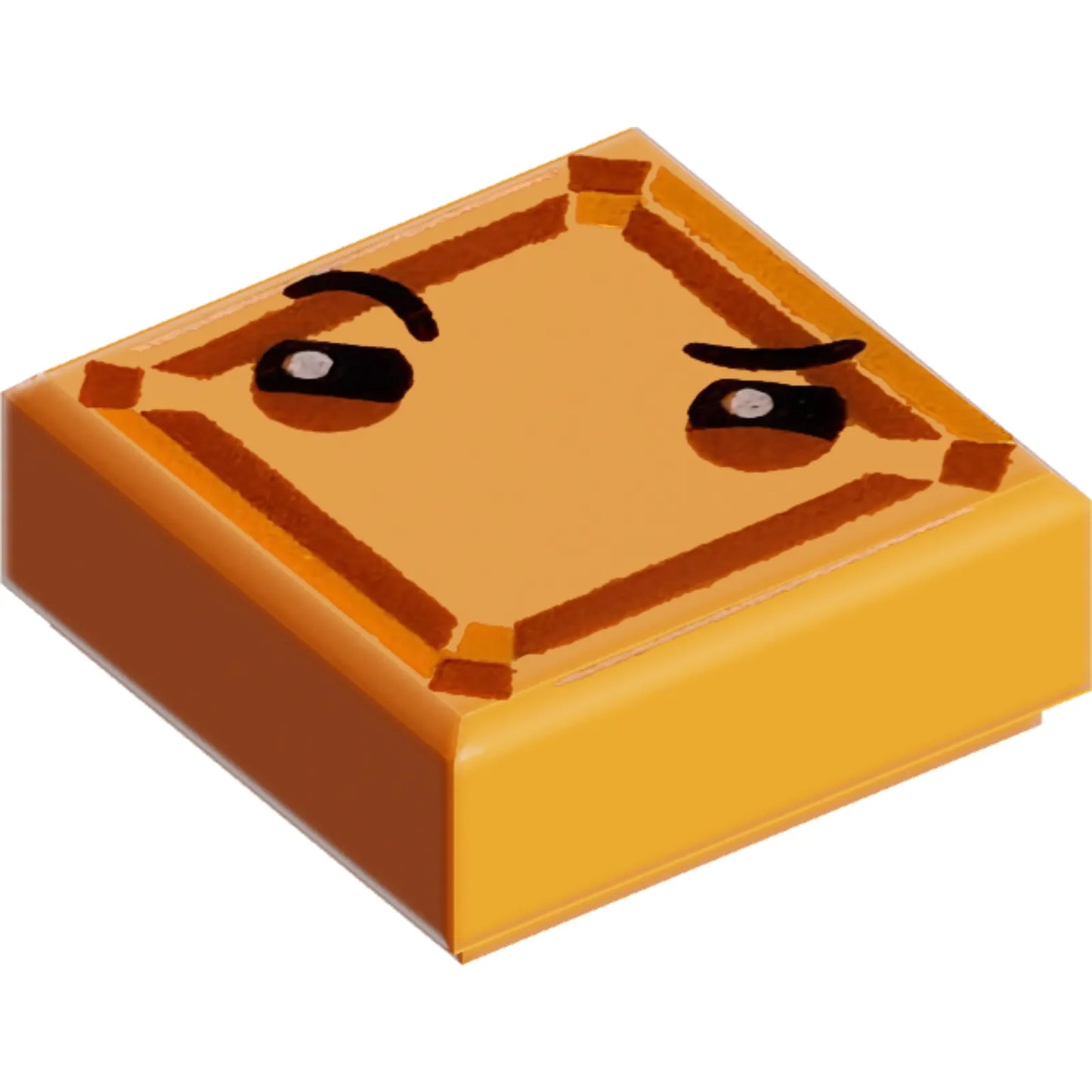 Part 3070pb109 - Tile 1 x 1 with Face with Narrowed Eyes, One Eyebrow Raised and Small Frown (Kryptomite) Pattern