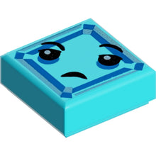 Part 3070pb113 - Tile 1 x 1 with Black Eyes, Small Frown, Light Aqua and Dark Azure Square Pattern (Kryptomite Face)