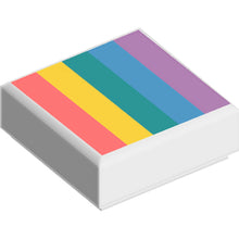 Part 3070pb133 - Tile 1 x 1 with Coral, Yellow, Dark Turquoise, Medium Azure, and Medium Lavender Rainbow Stripes Pattern