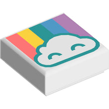 Part 3070pb134 - Tile 1 x 1 with Cloud and Pastel Rainbow Pattern