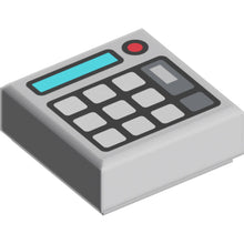 Part 3070pb174 - Tile 1 x 1 with Keypad Buttons, Medium Azure Screen and Red Light (Calculator) Pattern