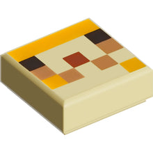 Part 3070pb183 - Tile 1 x 1 with Pixelated Black, Bright Light Orange, Medium Nougat, and Reddish Brown Squares Pattern (Minecraft Pufferfish Fry Face)