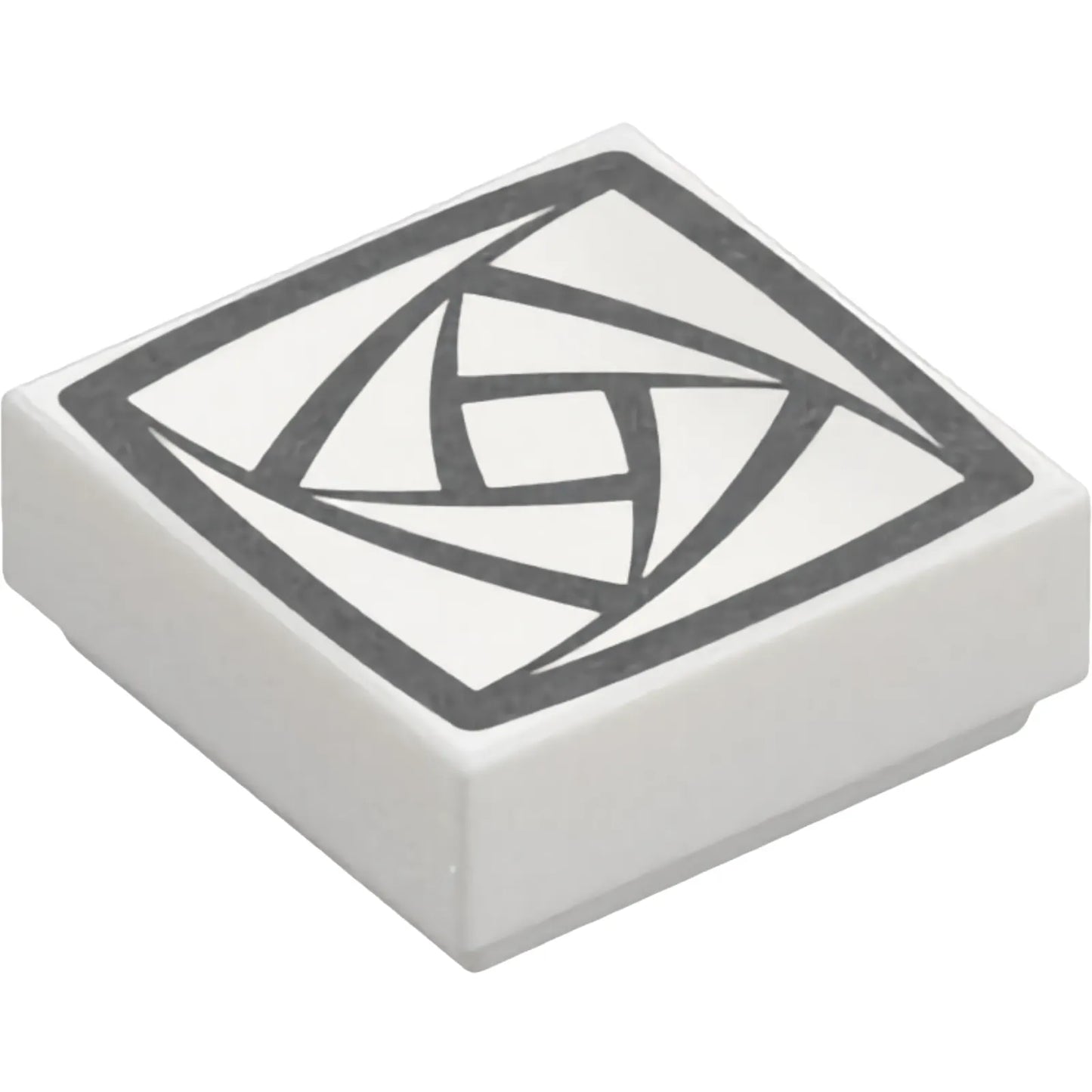 Part 3070pb347 - Tile 1 x 1 with Silver Rotating Squares Pattern