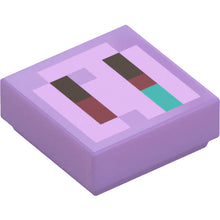 Part 3070pb352 - Tile 1 x 1 with Pixelated Dark Brown, Dark Red, and Dark Turquoise Rectangles on Lavender Background Pattern (Minecraft Devourer Nose)