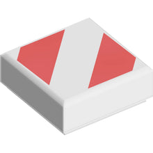 Part 3070pb361 - Tile 1 x 1 with Red Danger Stripes Pattern