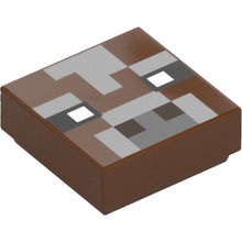 Part 3070pb364 - Tile 1 x 1 with Black, White and Dark Brown Squares and Pixelated Dark Bluish Gray and Light Bluish Gray Pattern (Minecraft Micromob Cow Face)