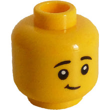 Part 3626pb3089 - Minifigure, Head Dual Sided Child, Black Eyebrows, Smile with Teeth / Lopsided Grin Pattern - Hollow Stud