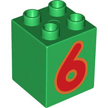 Part 31110pb078 - Duplo, Brick 2 x 2 x 2 with Number 6 Red Pattern