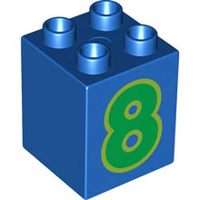 Part 31110pb080 - Duplo, Brick 2 x 2 x 2 with Number 8 Green Pattern