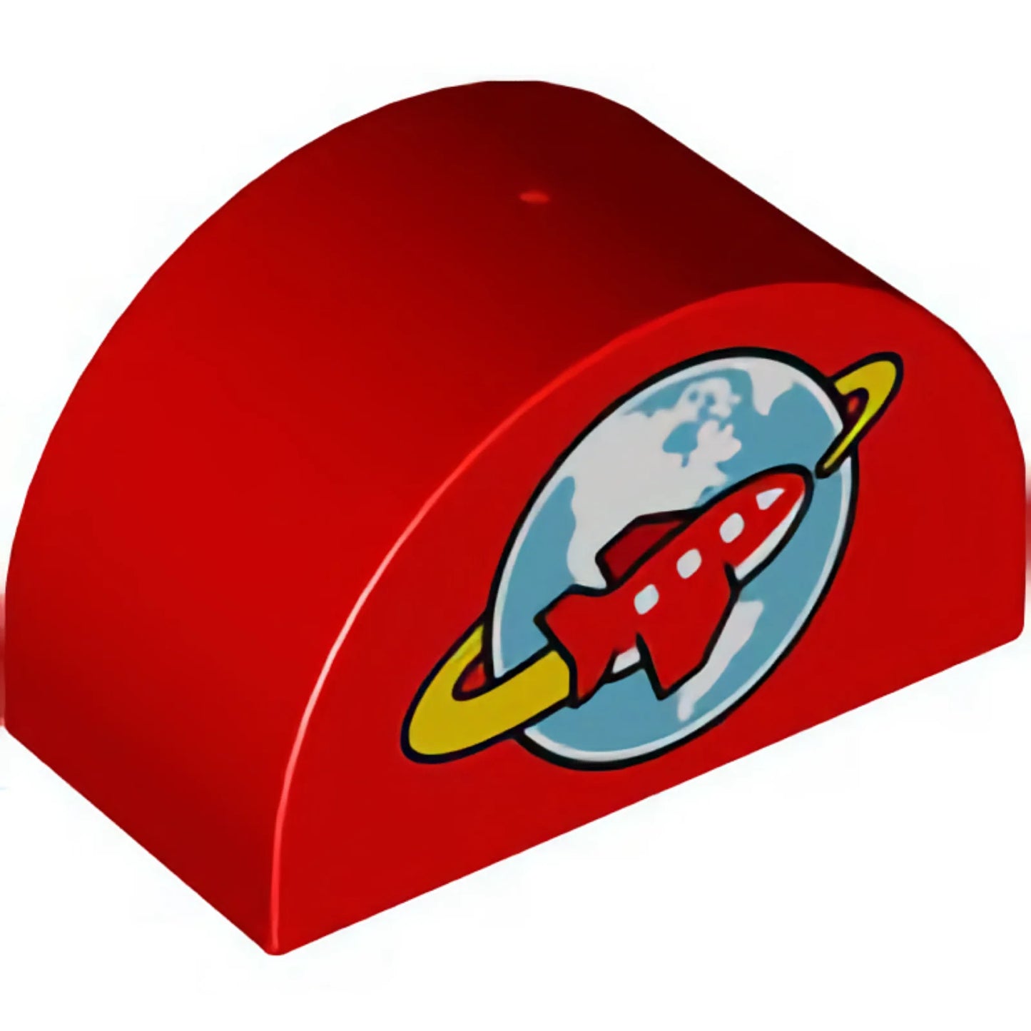 Part 31213pb030 - Duplo, Brick 2 x 4 x 2 Slope Curved Double with Airplane Circling Globe Pattern