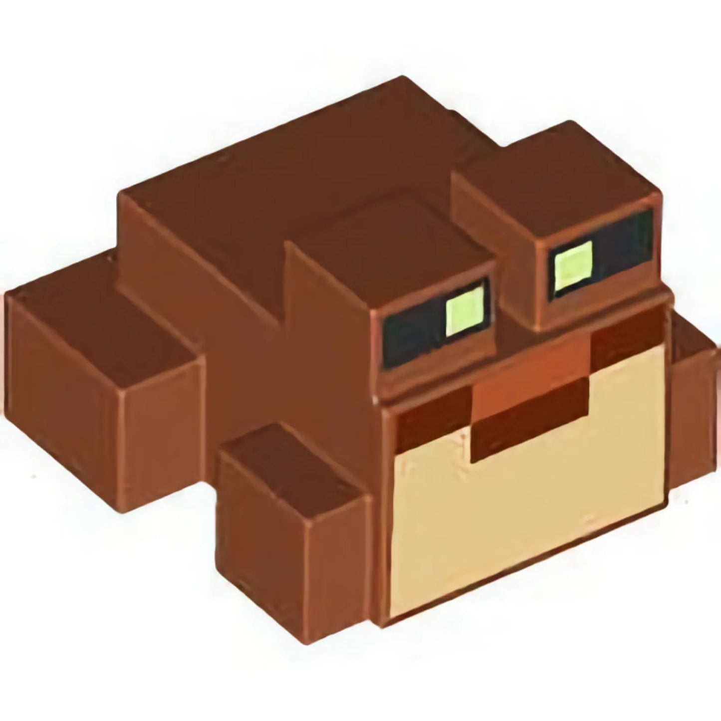 Part 3128pb01 - Minecraft Frog with Black and Yellowish Green Eyes, Reddish Brown Mouth, Tan Vocal Sac Pattern