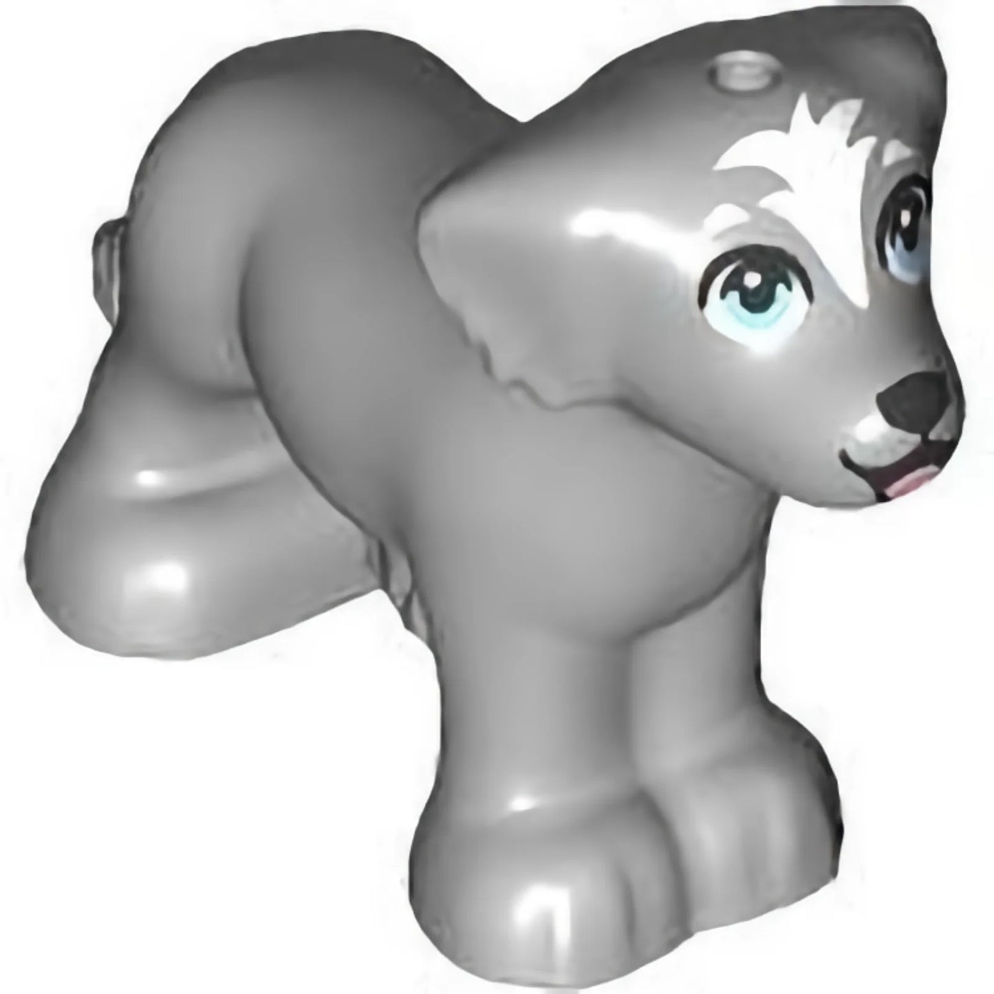 Part 3168pb05 - Dog, Friends, Shaggy Fur, Ears, and Tail with Black Nose, Open Mouth and Eyelids, Bright Pink Tongue, White Eyebrows and Blaze and Bright Light Blue Eyes Pattern