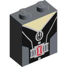 Part 3245cpb050 - Brick 1 x 2 x 2 with Inside Stud Holder with Black and Gray Jacket Pattern