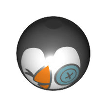 Part 32474pb018 - Technic Ball Joint with Closed Eye, Metallic Light Blue Button Eye, and Orange Beak on White Background Pattern (Frozen Sir Jorgenbjorgen Head)