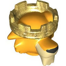 Part 3331pb01 - Minifigure, Head, Modified Lion with Molded Gold Crown and Printed Eyes, Black Nose and Tan Muzzle and Beard Pattern