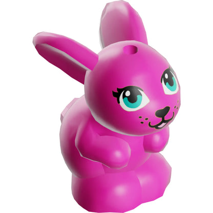 Part 34050pb03 - Bunny / Rabbit, Friends, Sitting with Dark Turquoise Eyes, Black Nose and Mouth, and Bright Pink Tongue Pattern