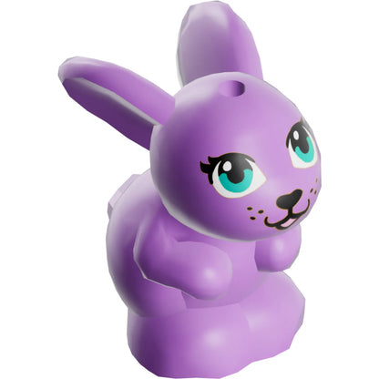 Part 34050pb03 - Bunny / Rabbit, Friends, Sitting with Dark Turquoise Eyes, Black Nose and Mouth, and Bright Pink Tongue Pattern