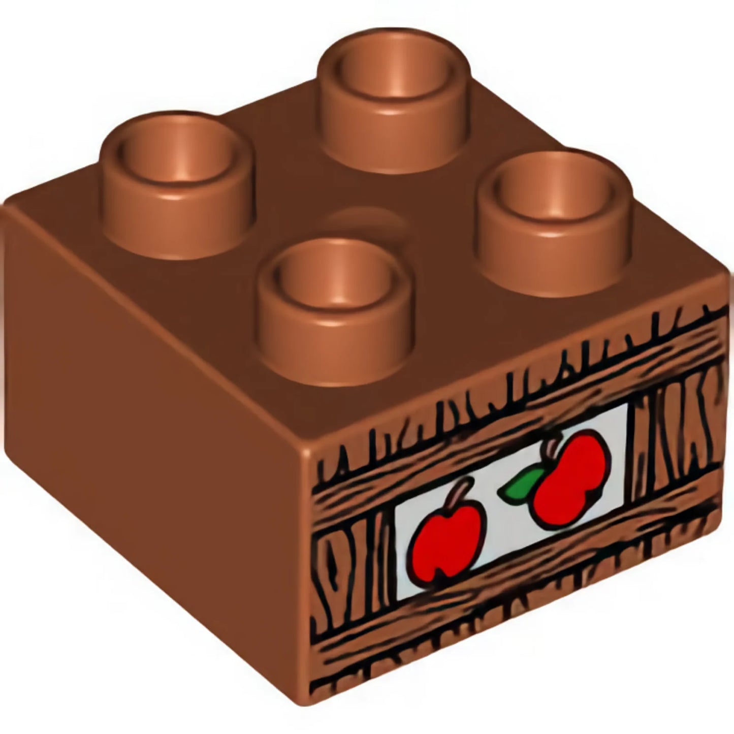 Part 3437pb014 - Duplo, Brick 2 x 2 with Apples in Crate Pattern