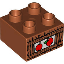 Part 3437pb014 - Duplo, Brick 2 x 2 with Apples in Crate Pattern