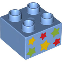 Part 3437pb043 - Duplo, Brick 2 x 2 with 6 Stars Pattern
