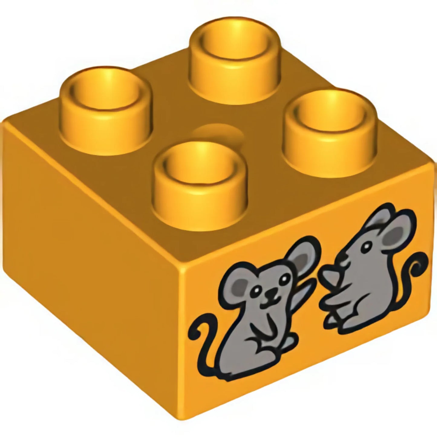 Part 3437pb051 - Duplo, Brick 2 x 2 with 2 Mice Pattern