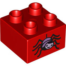 Part 3437pb052 - Duplo, Brick 2 x 2 with Spider Pattern