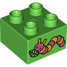 Part 3437pb059 - Duplo, Brick 2 x 2 with Caterpillar Pattern